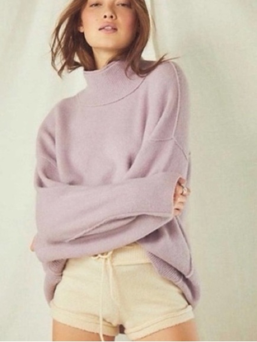 Free People Lavender Cowl Neck Sweater